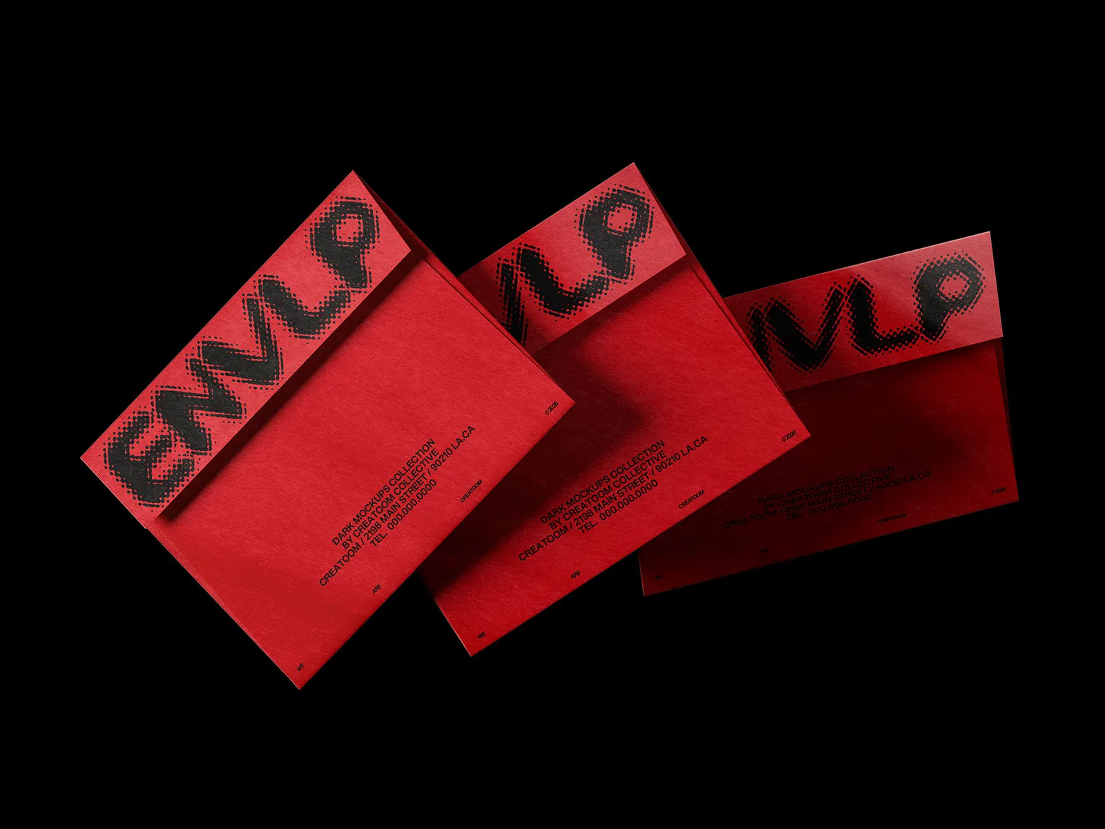 Envelope Mockup Set On Dark Background