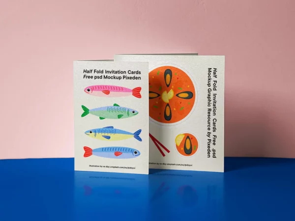 Half-Fold Invitation Cards Mockup