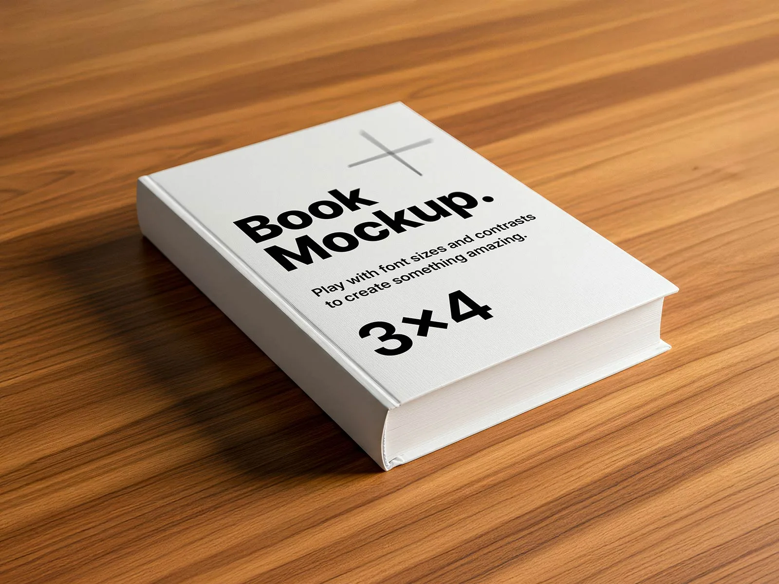 Mockup of Hardcover Book on Wooden Table