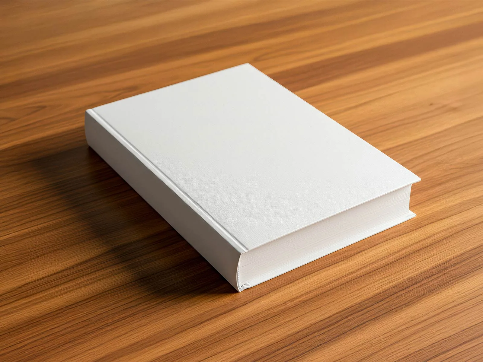 Mockup of Hardcover Book on Wooden Table