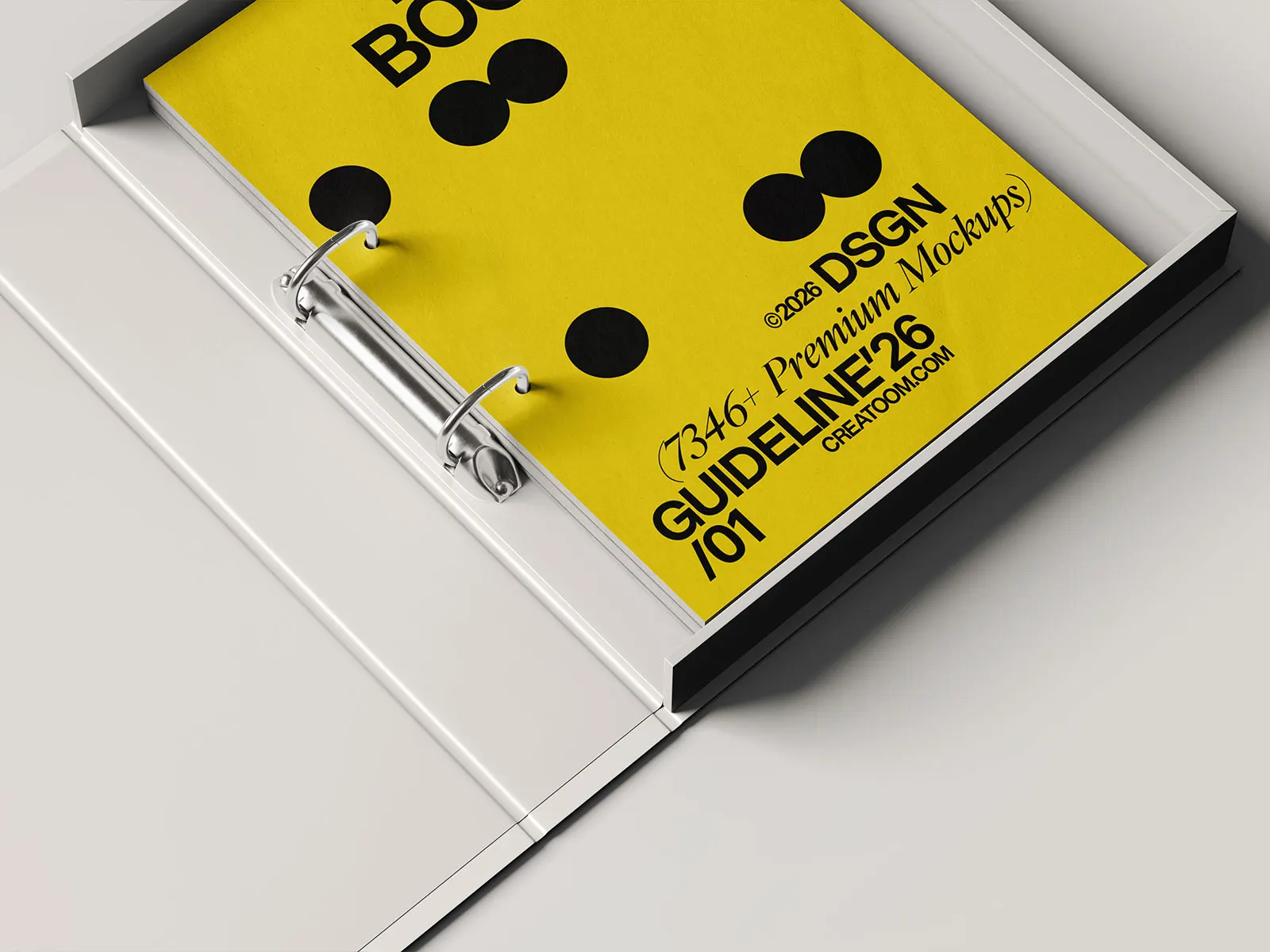 Open Binder Folder with Paper Mockup