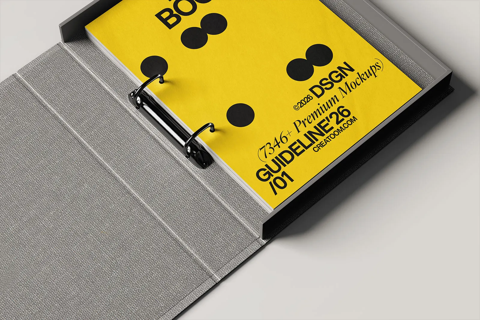 Open Binder Folder with Paper Mockup