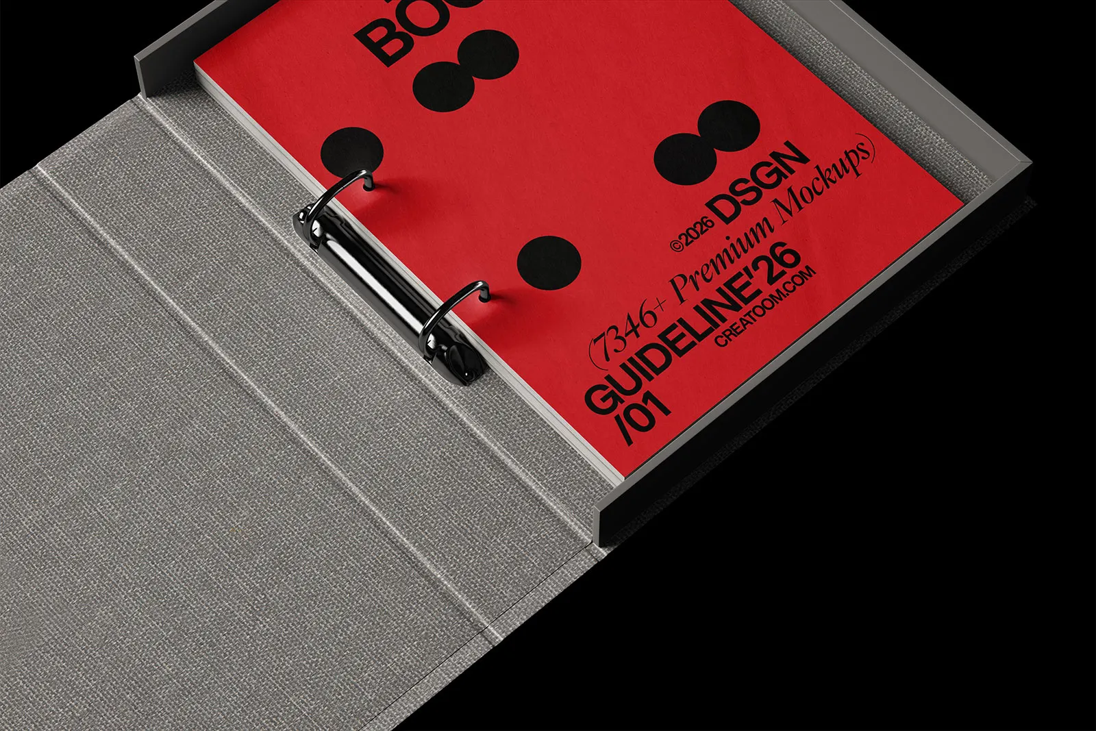 Open Binder Folder with Paper Mockup