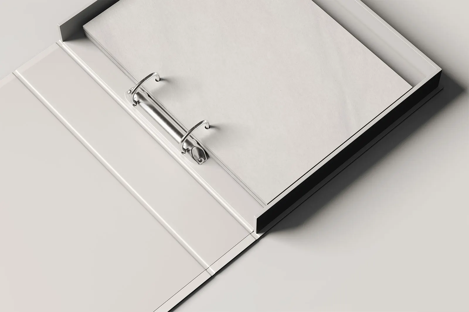Open Binder Folder with Paper Mockup