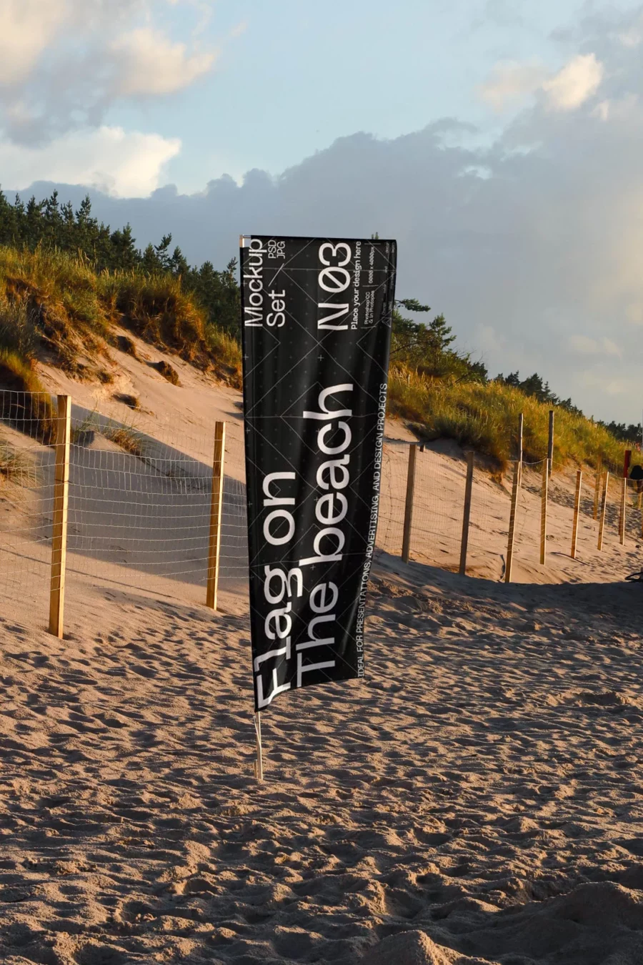 Rectangular Beach Flag Mockup (Vertical Banner Flag)