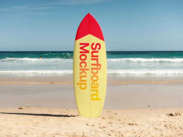 Surfboard Mockup in Sand on Beach