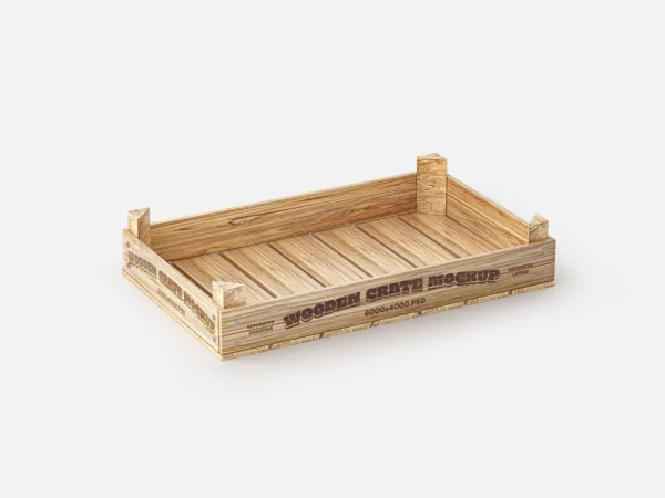 Wooden Crate Box Mockup – Minimal Scene