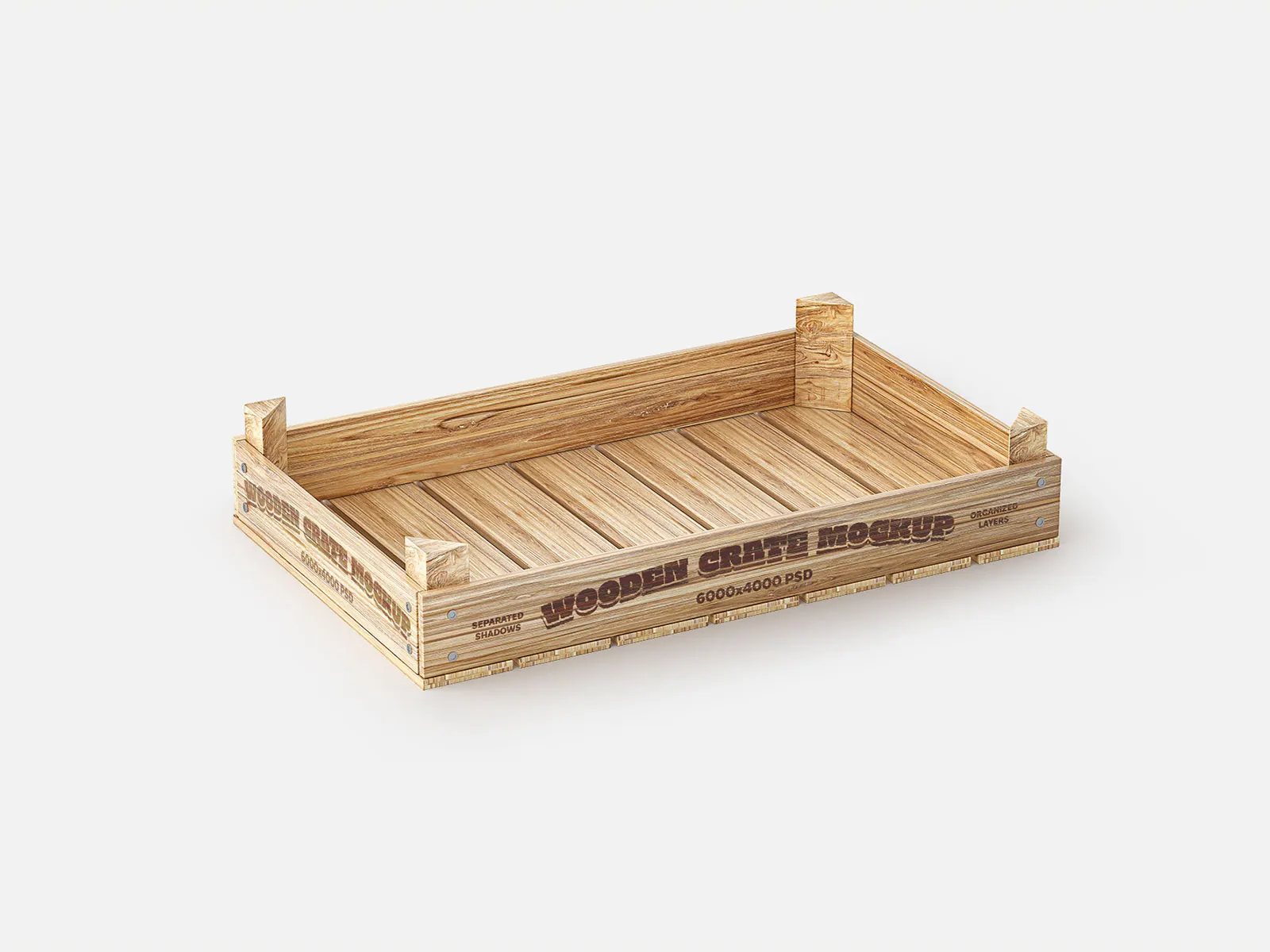 Wooden Crate Box Mockup – Minimal Scene