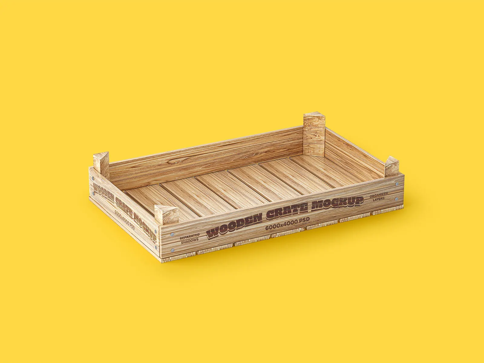 Wooden Crate Box Mockup – Minimal Scene