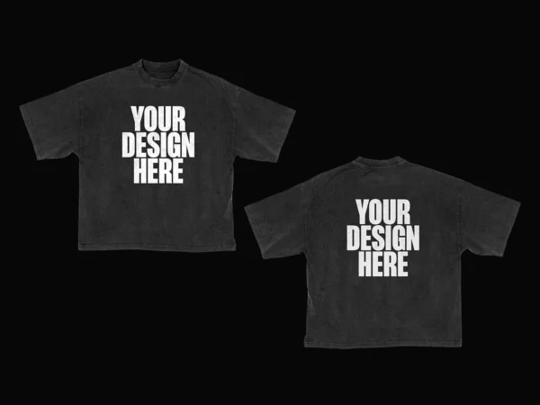 Boxy Washed T-Shirt Mockup (Front & Back)