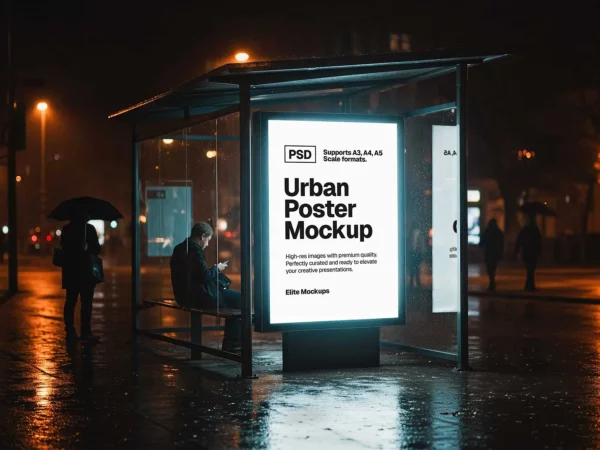 Bus Stop Advertising Poster Mockup