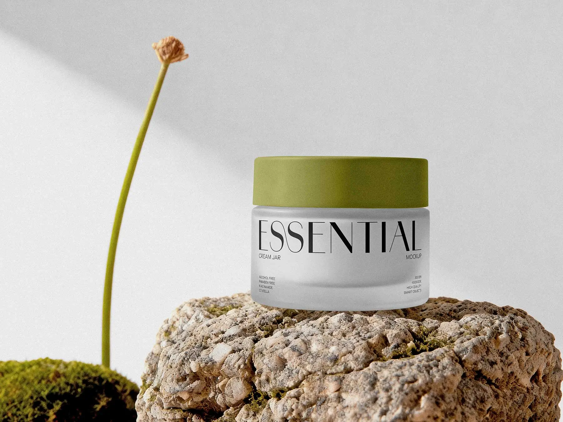 Cosmetic Cream Jar Mockup on Stone