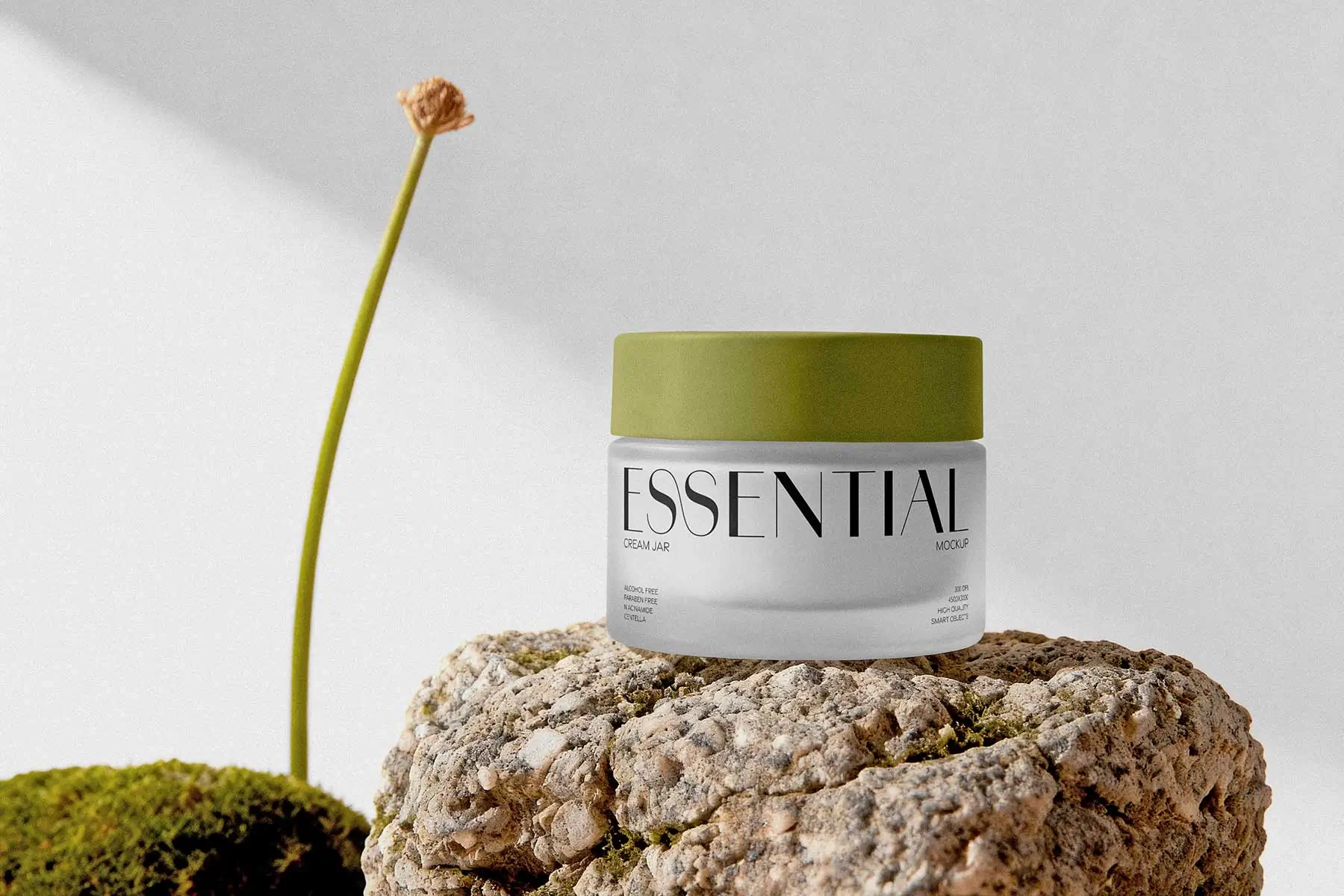 Cosmetic Cream Jar Mockup on Stone