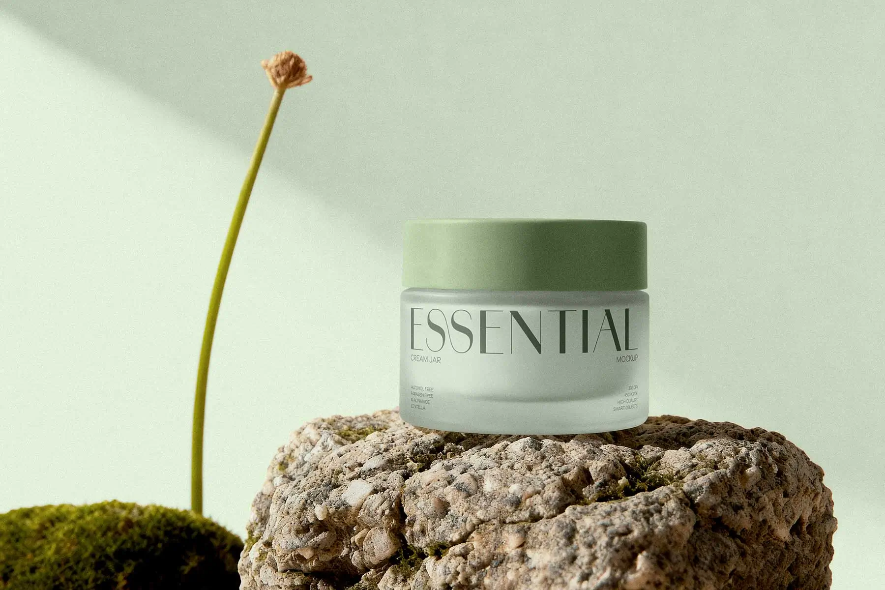 Cosmetic Cream Jar Mockup on Stone
