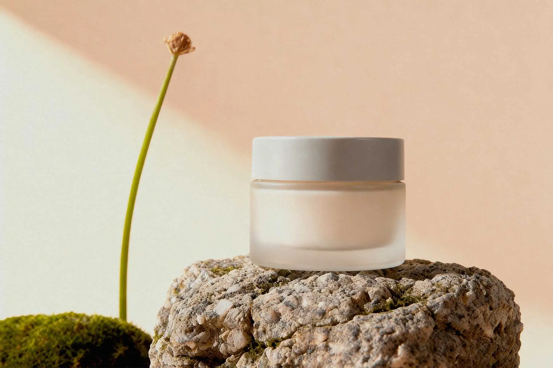 Cosmetic Cream Jar Mockup on Stone