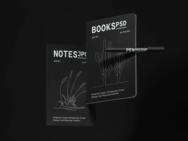 Floating Notebook Cover Mockup (Classic / Pocket Size)