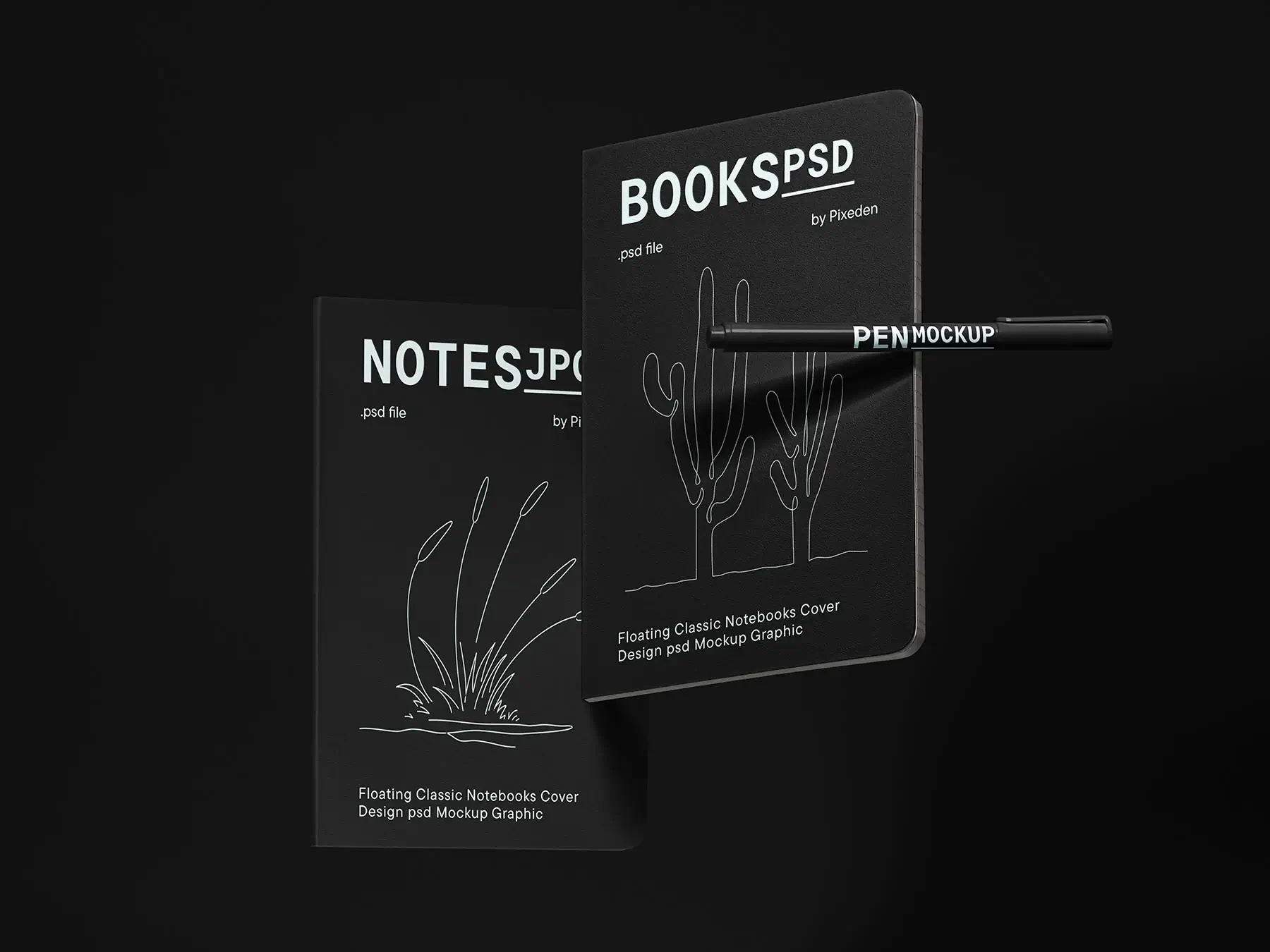 Floating Notebook Cover Mockup (Classic / Pocket Size)