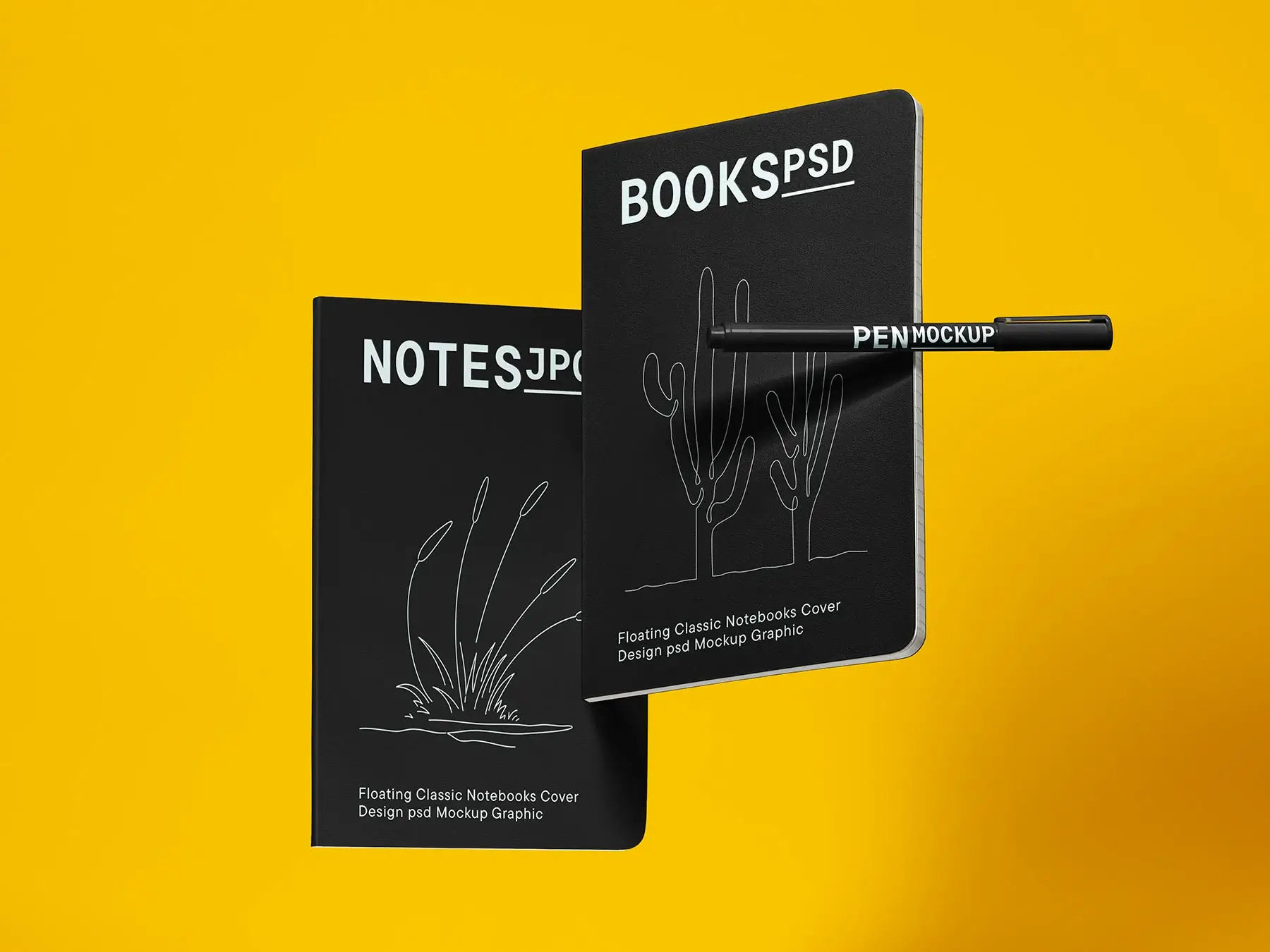 Floating Notebook Cover Mockup (Classic / Pocket Size)