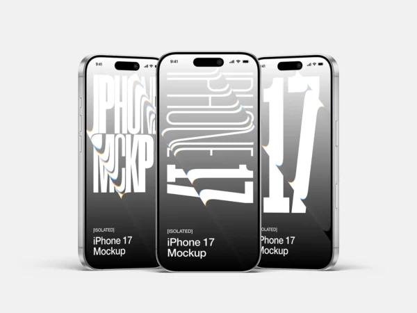 iPhone 17 Triple Screen Mockup for App Presentation