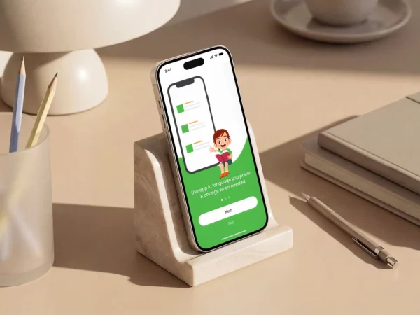 iPhone Mockup on Desk Stand