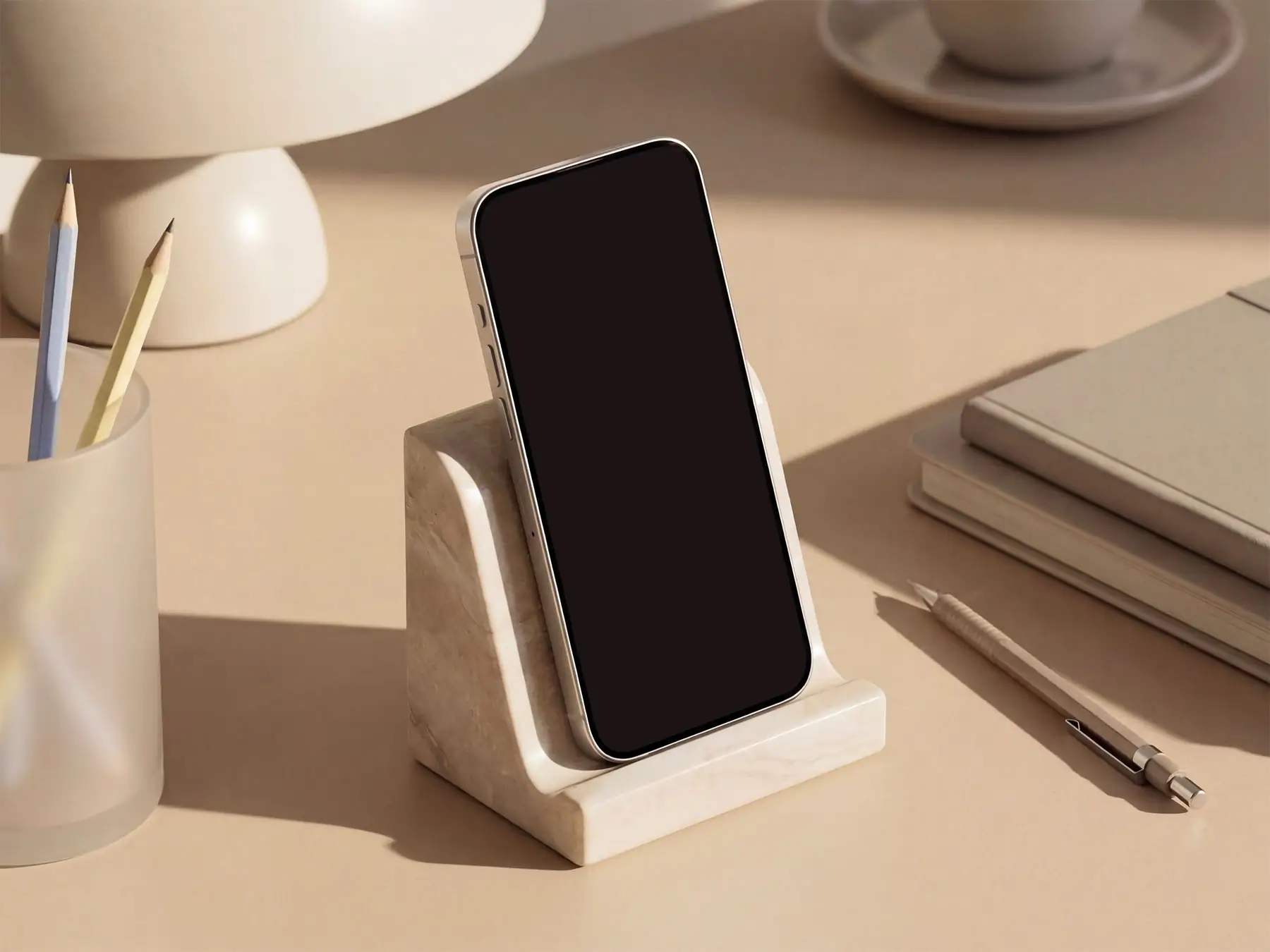 iPhone Mockup on Desk Stand