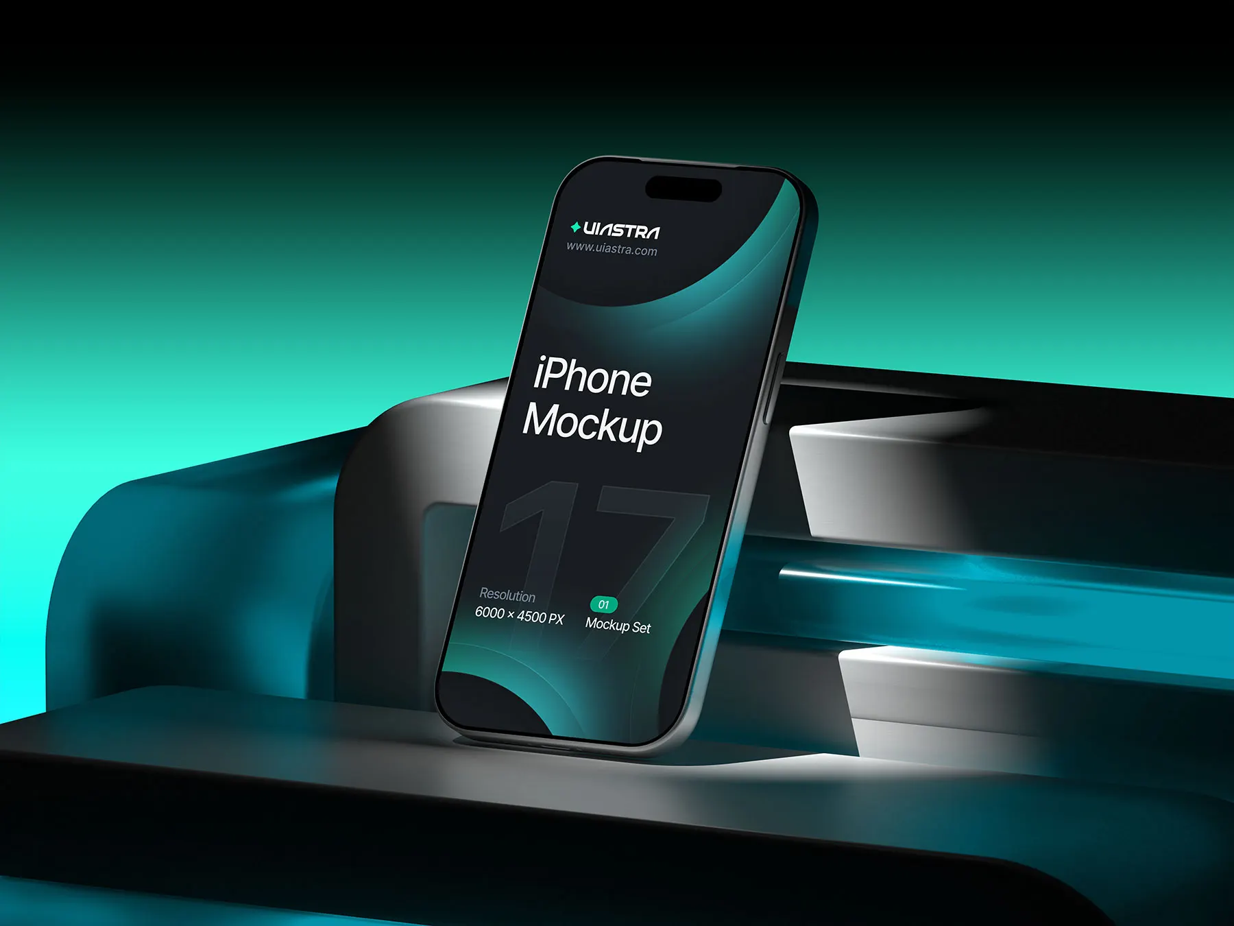 iPhone Mockup Set on Abstract Platform Scene