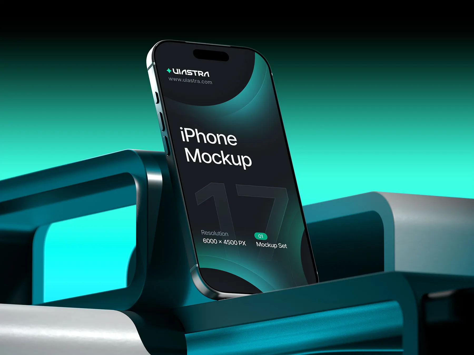 iPhone Mockup Set on Abstract Platform Scene