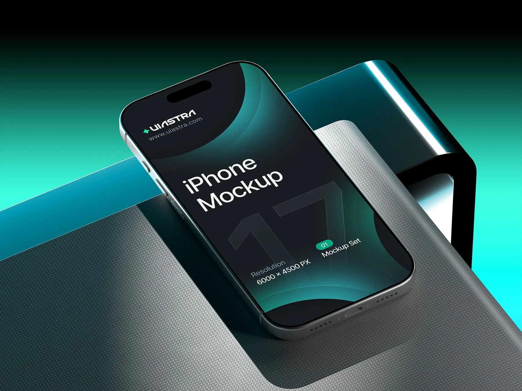 iPhone Mockup Set on Abstract Platform Scene