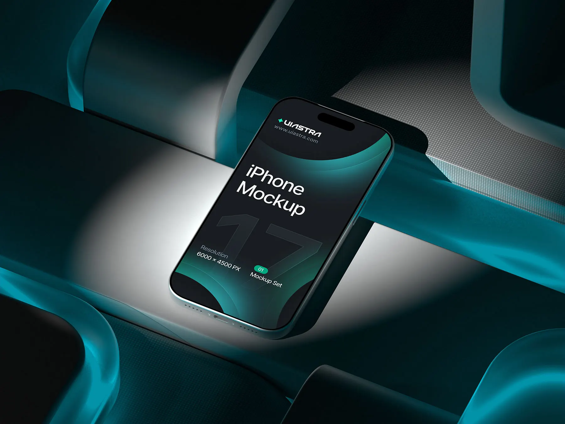 iPhone Mockup Set on Abstract Platform Scene