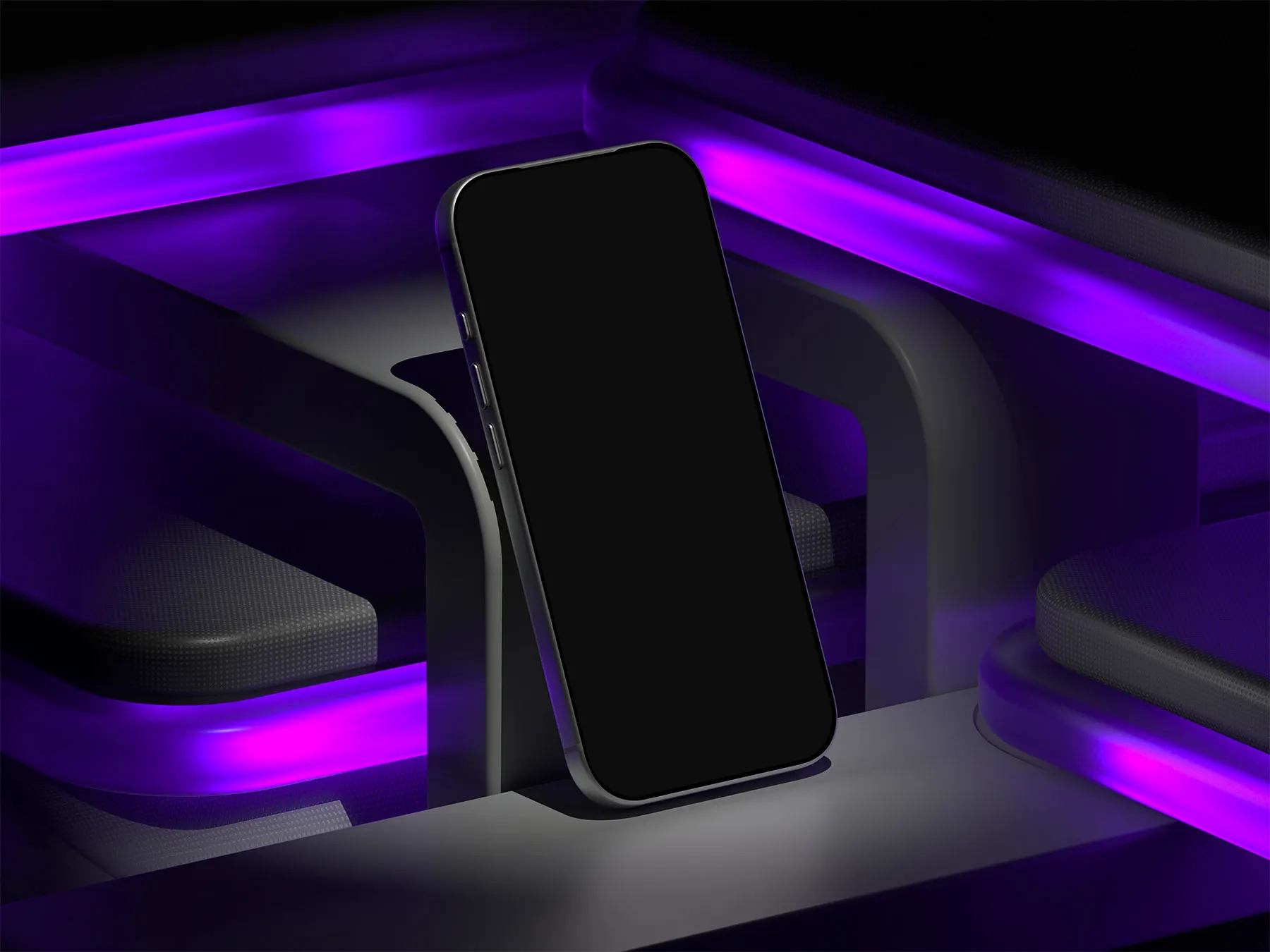 iPhone Mockup Set on Abstract Platform Scene