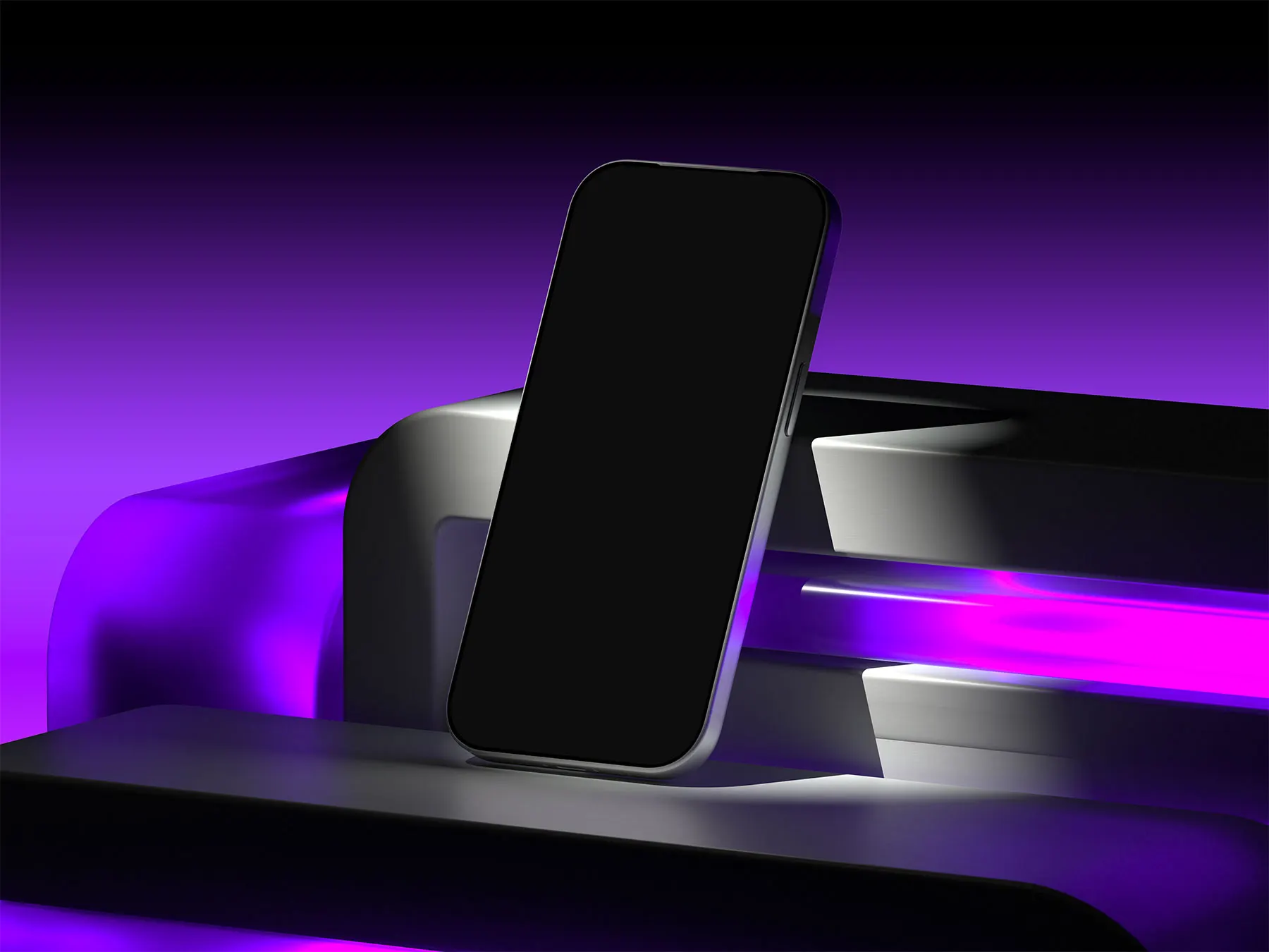 iPhone Mockup Set on Abstract Platform Scene
