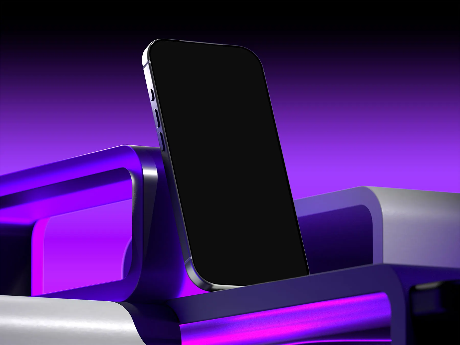 iPhone Mockup Set on Abstract Platform Scene