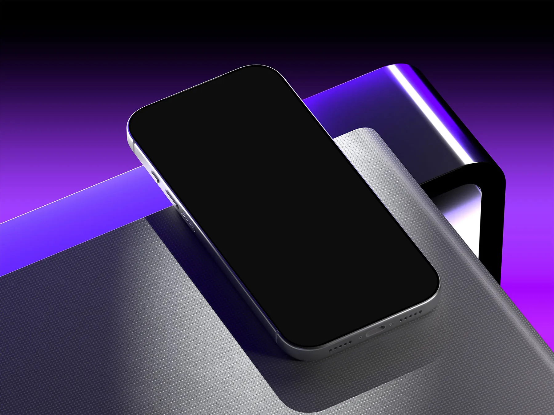 iPhone Mockup Set on Abstract Platform Scene