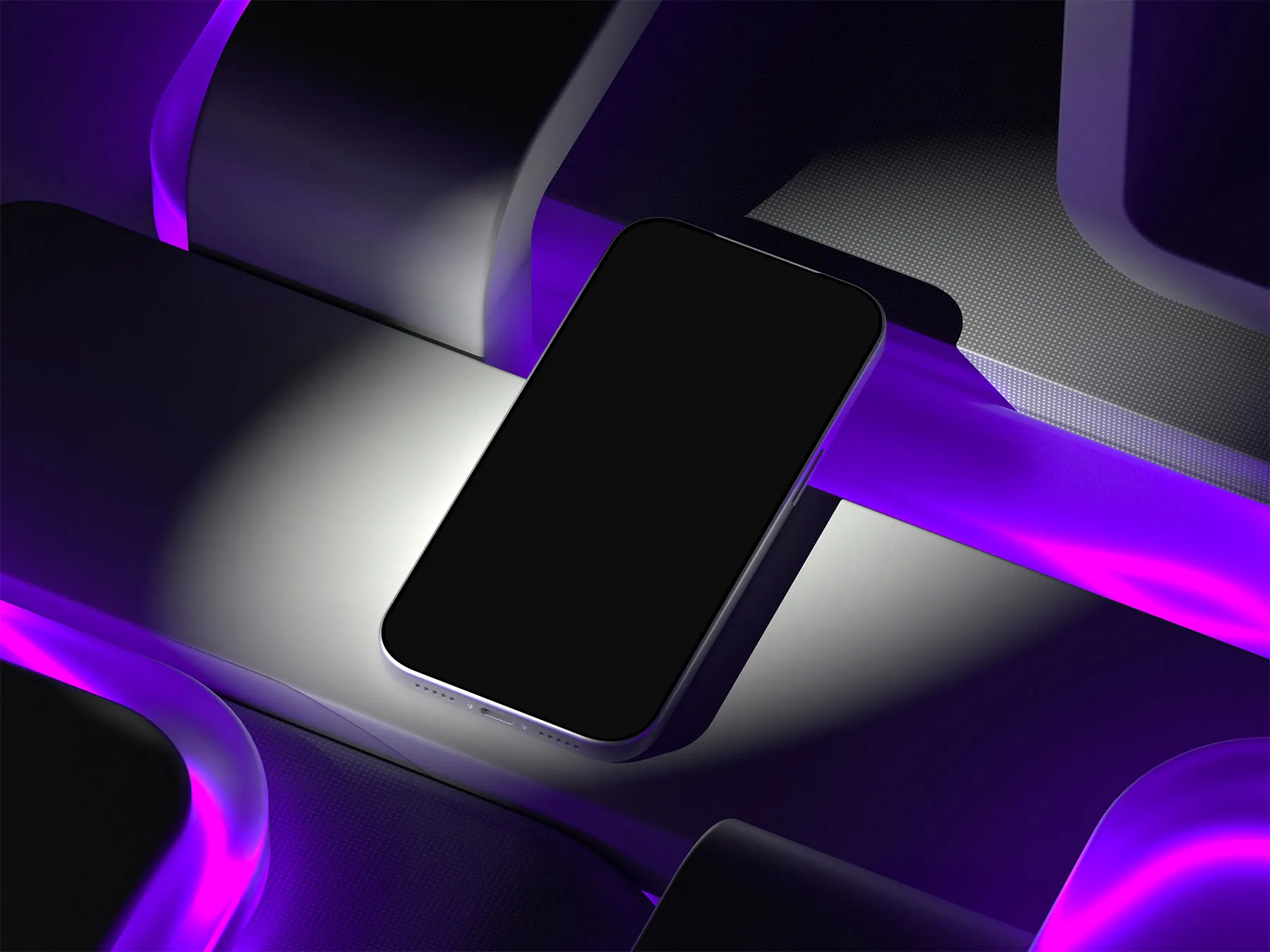 iPhone Mockup Set on Abstract Platform Scene