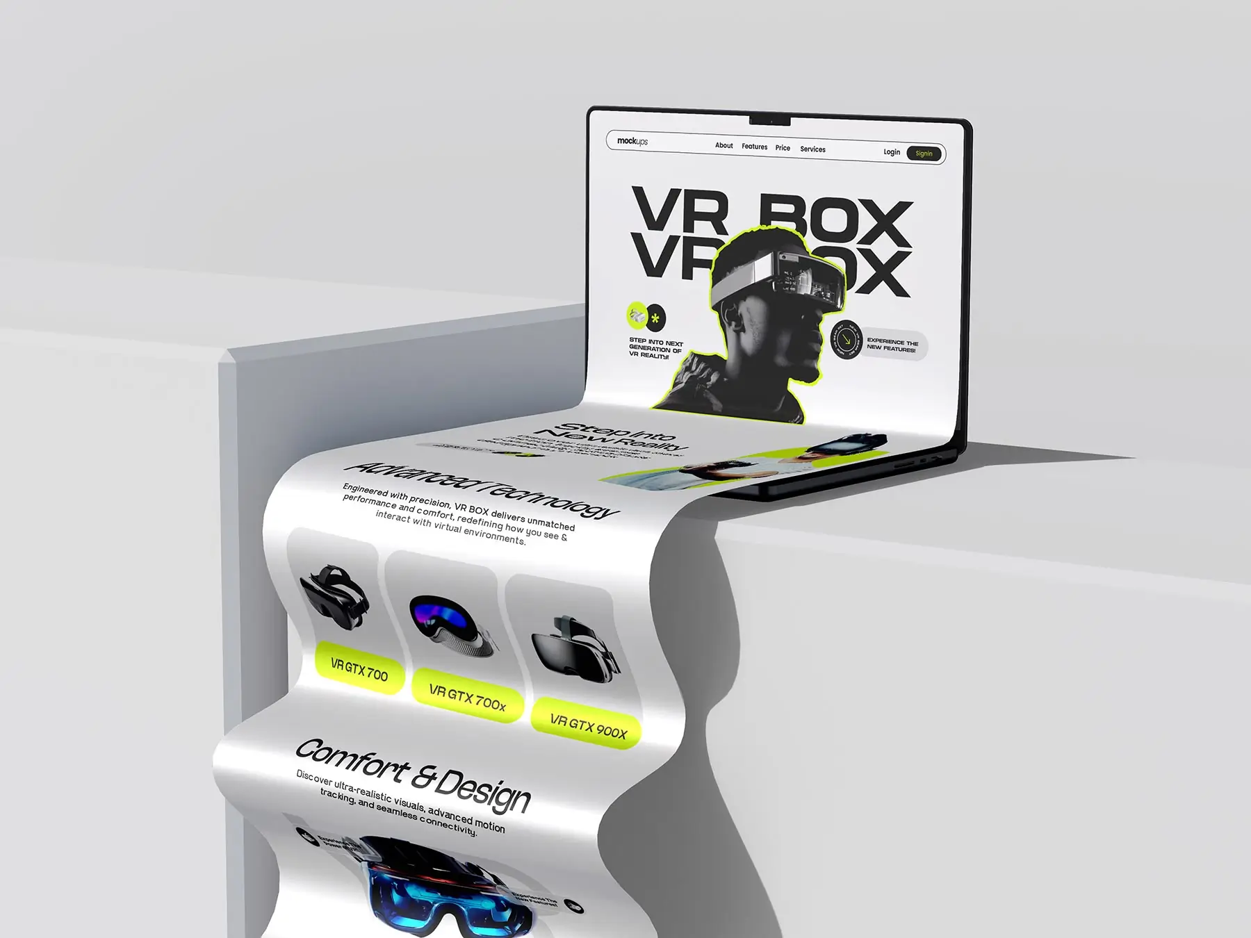 MacBook Long Scroll Screen Mockup Set