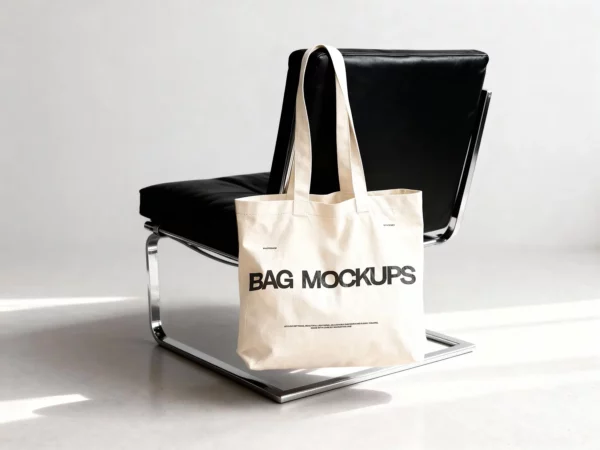 Tote Bag Mockup on Chair Scene