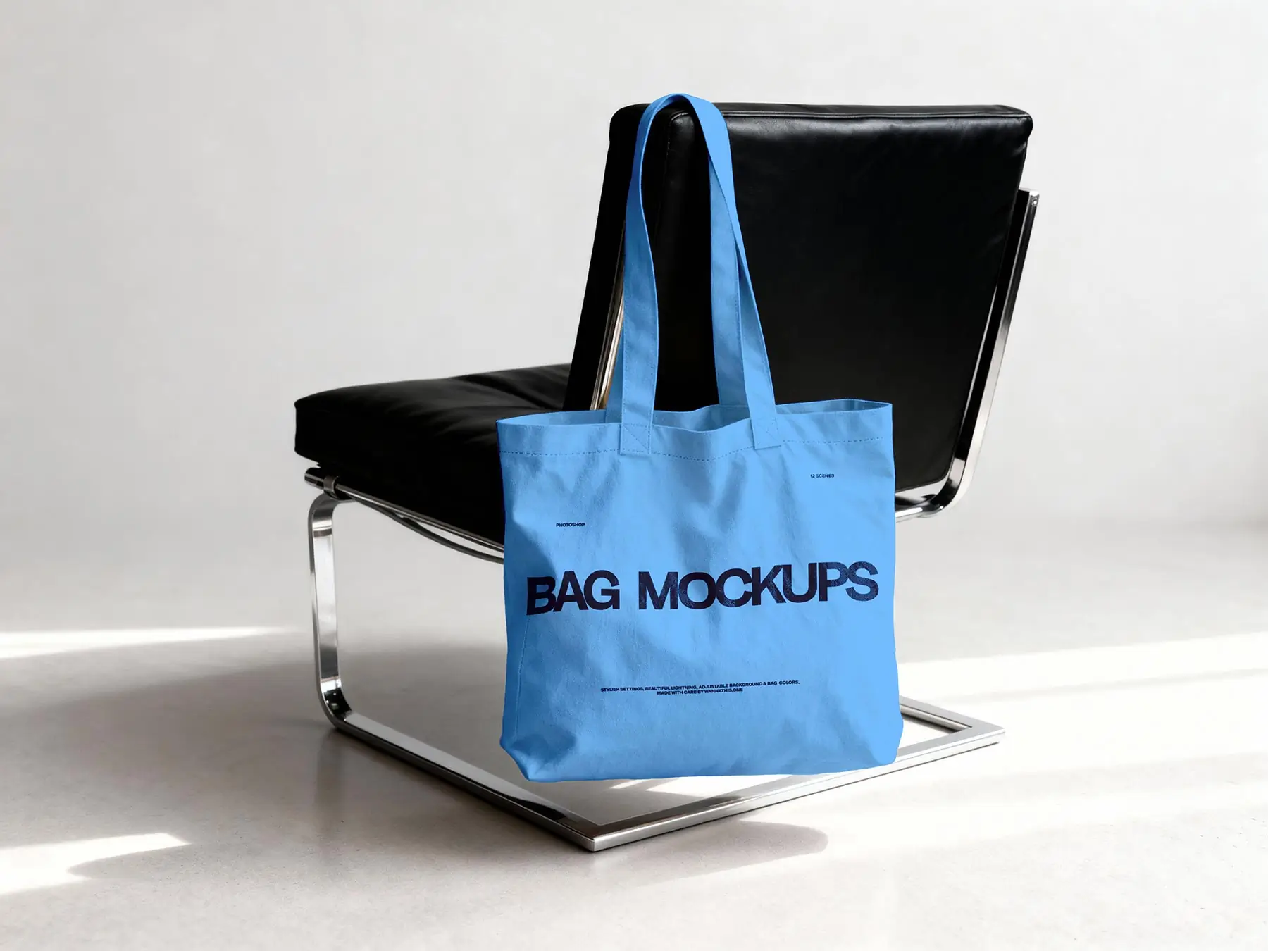 Tote Bag Mockup on Chair Scene