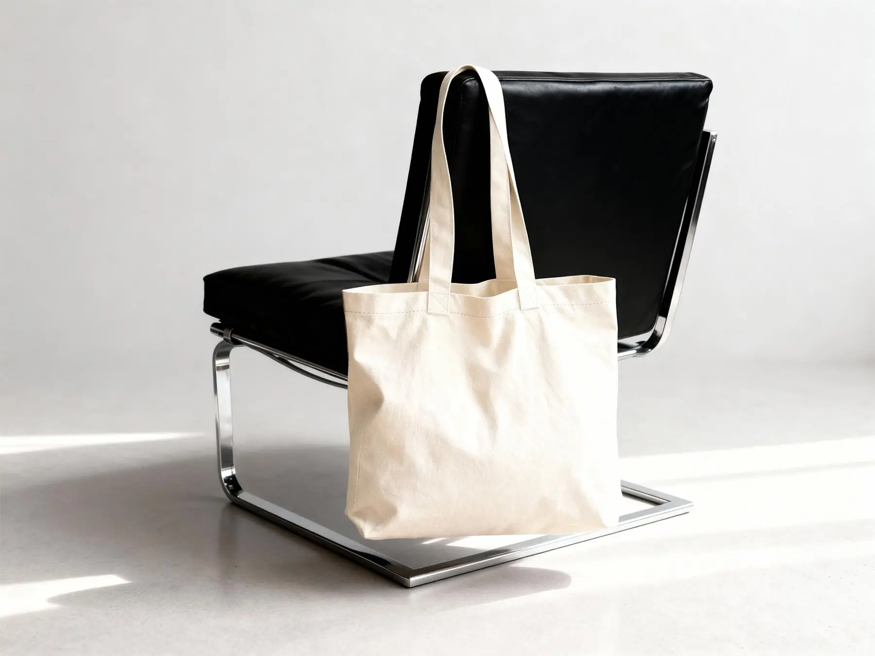 Tote Bag Mockup on Chair Scene