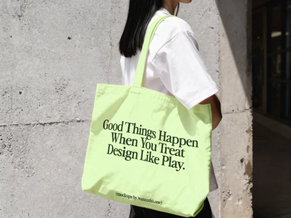 Tote Bag Mockup Over the Shoulder