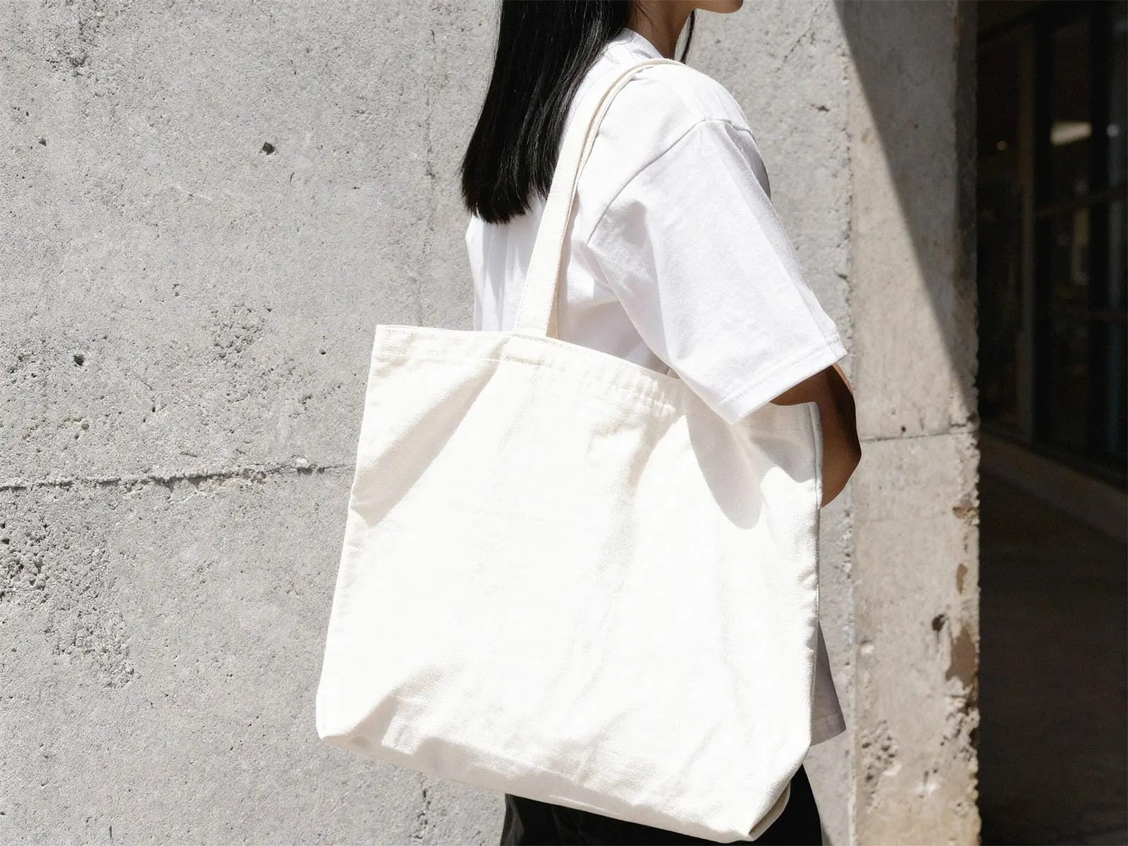 Tote Bag Mockup Over the Shoulder