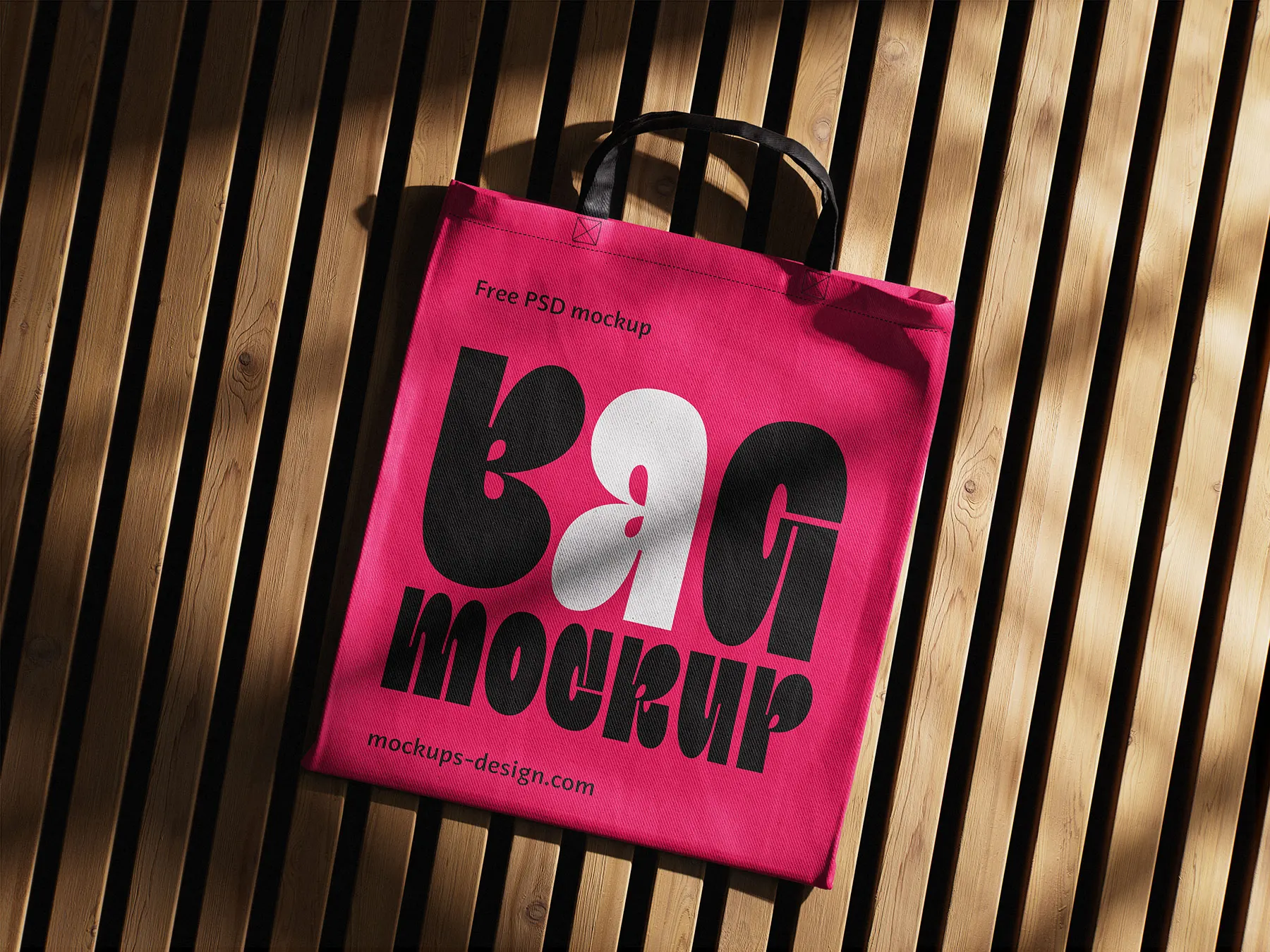Tote Bag Mockup Set on Wooden Surface