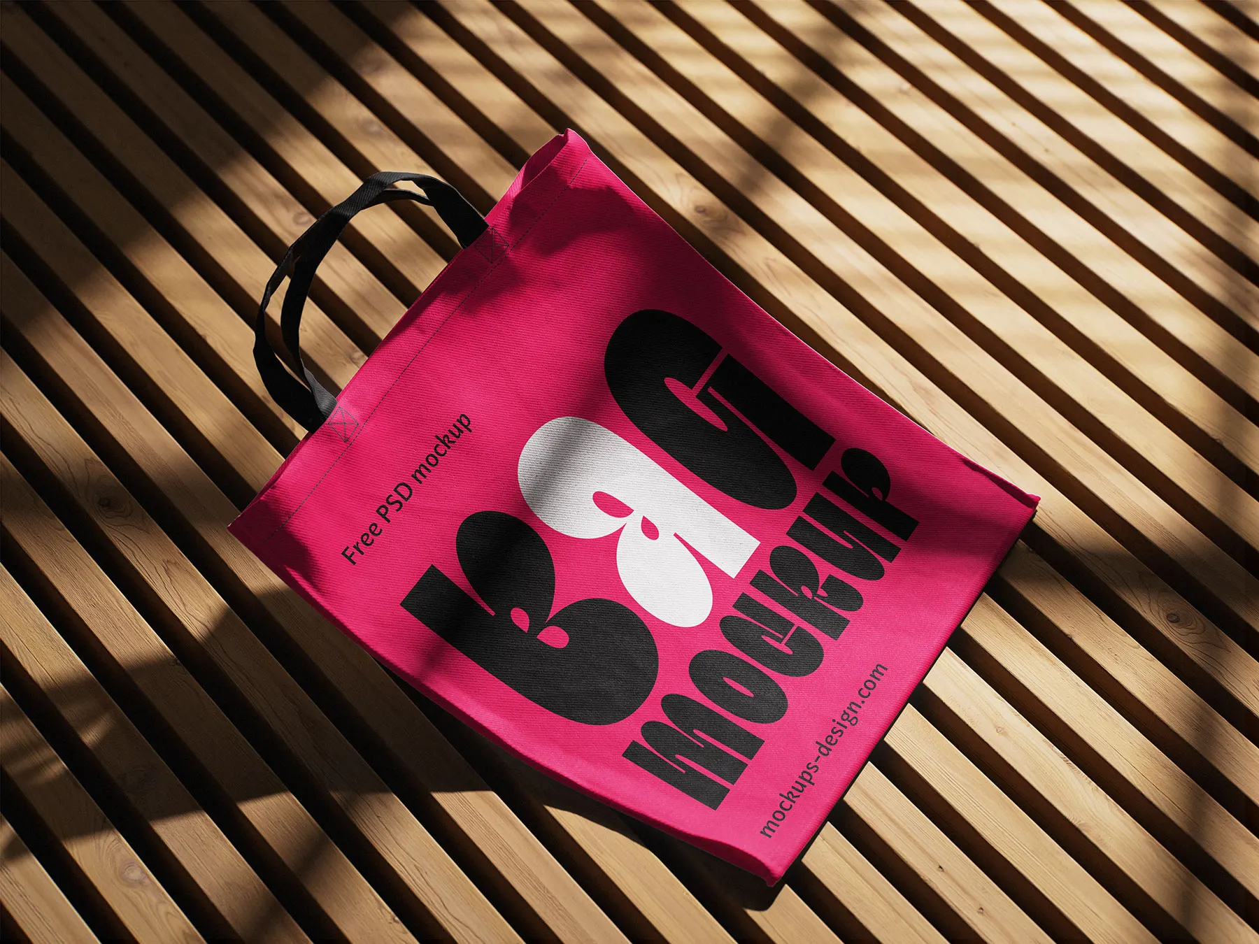 Tote Bag Mockup Set on Wooden Surface