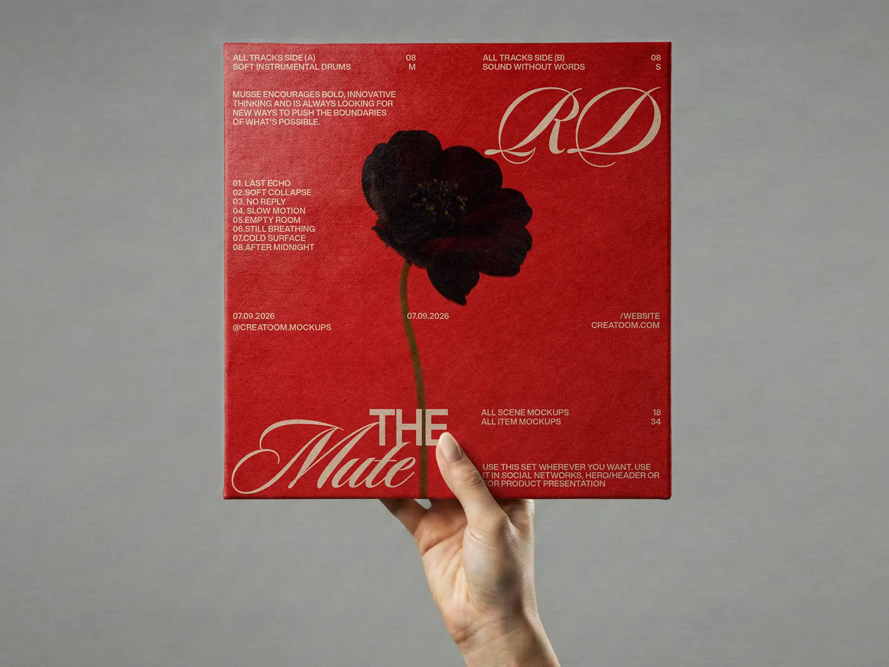 Vinyl Record Cover Mockup in Hand