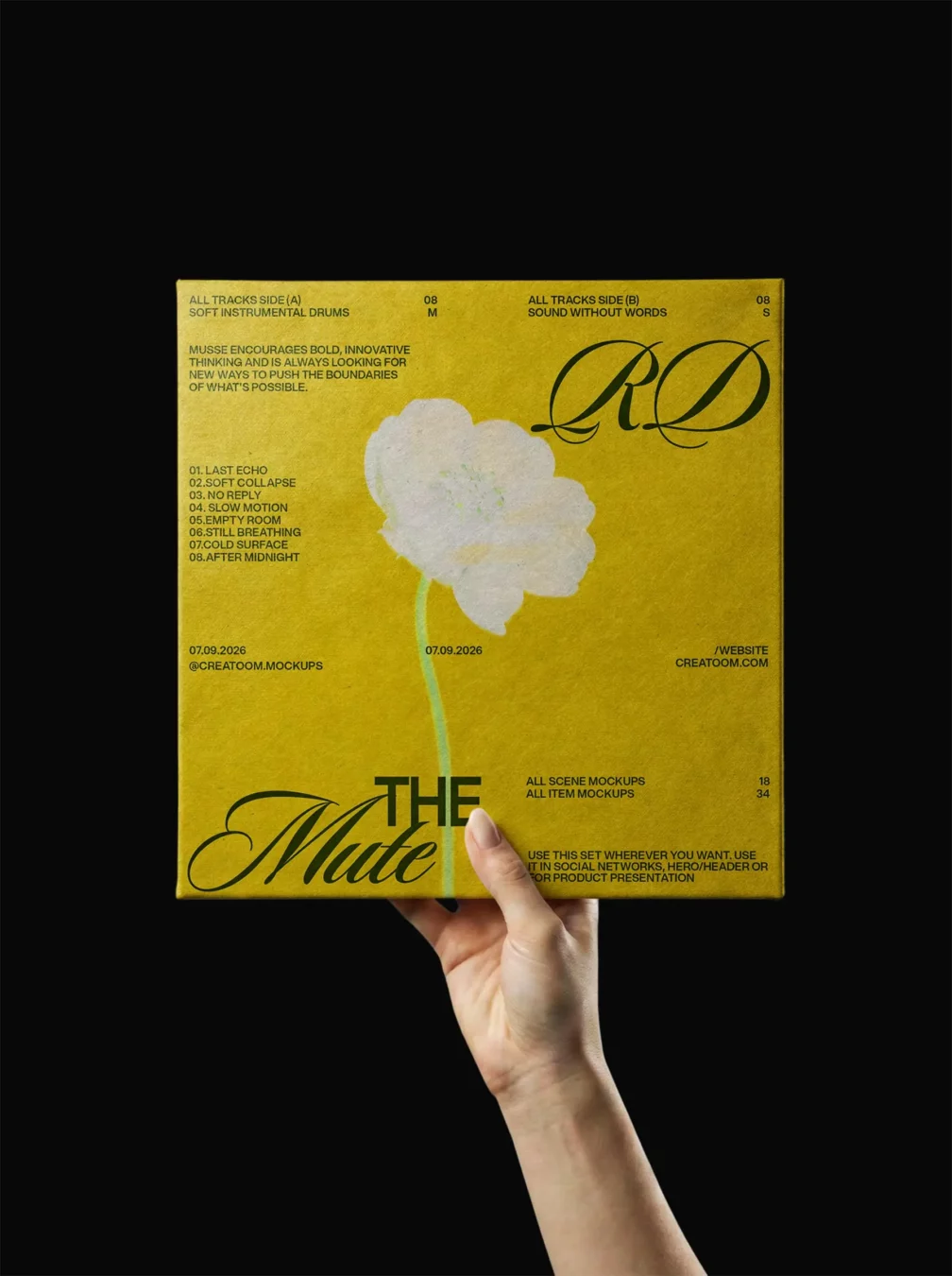 Vinyl Record Cover Mockup in Hand