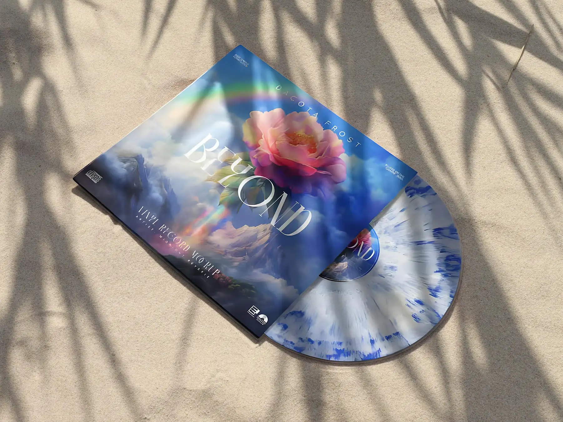 Vinyl Record Mockup on Sand with Sleeve (Free for Limited Time)