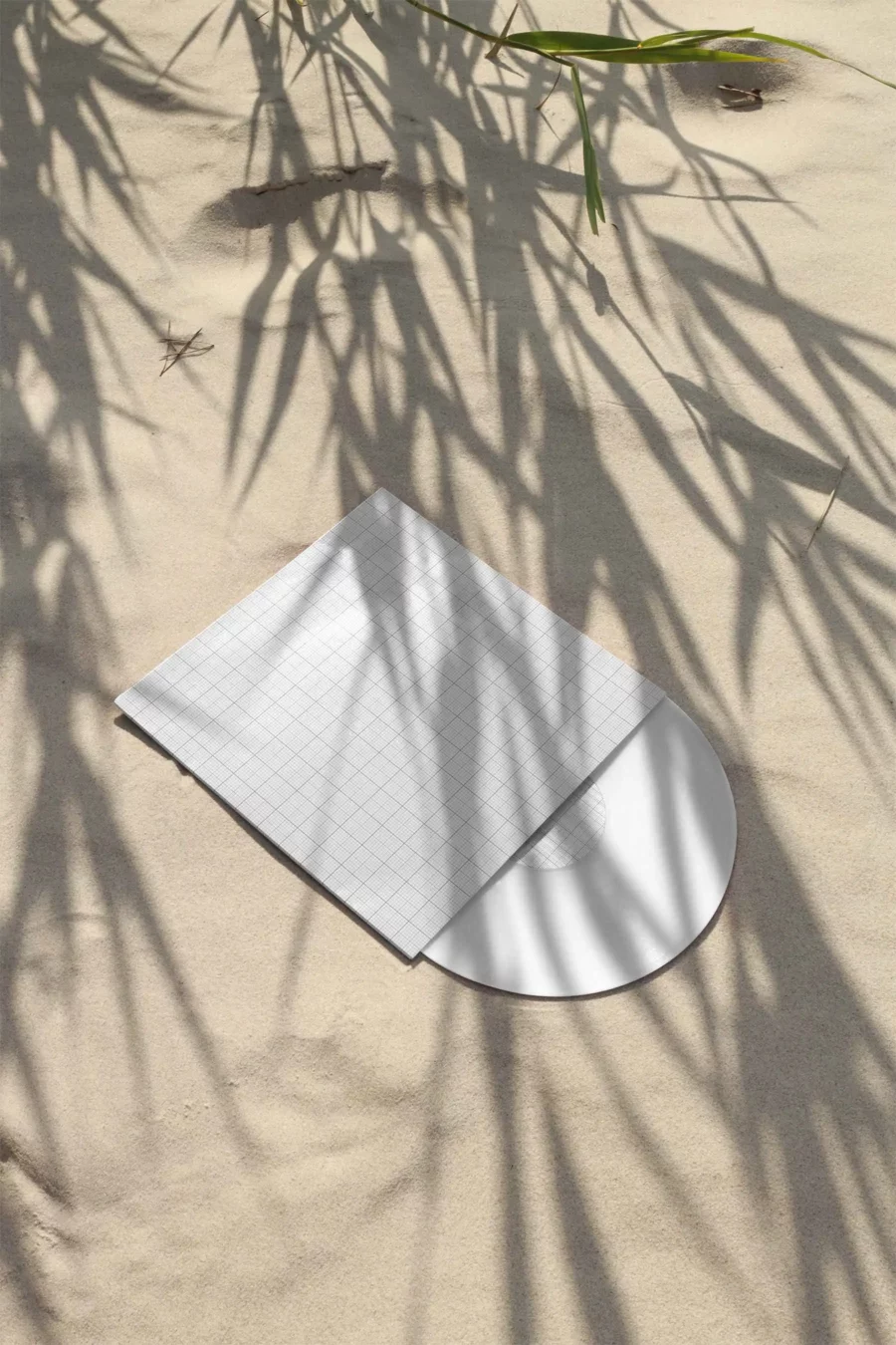 Vinyl Record Mockup on Sand with Sleeve (Free for Limited Time)