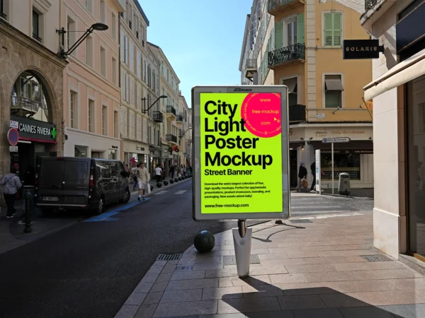 City Light Poster Mockup: Street Banner
