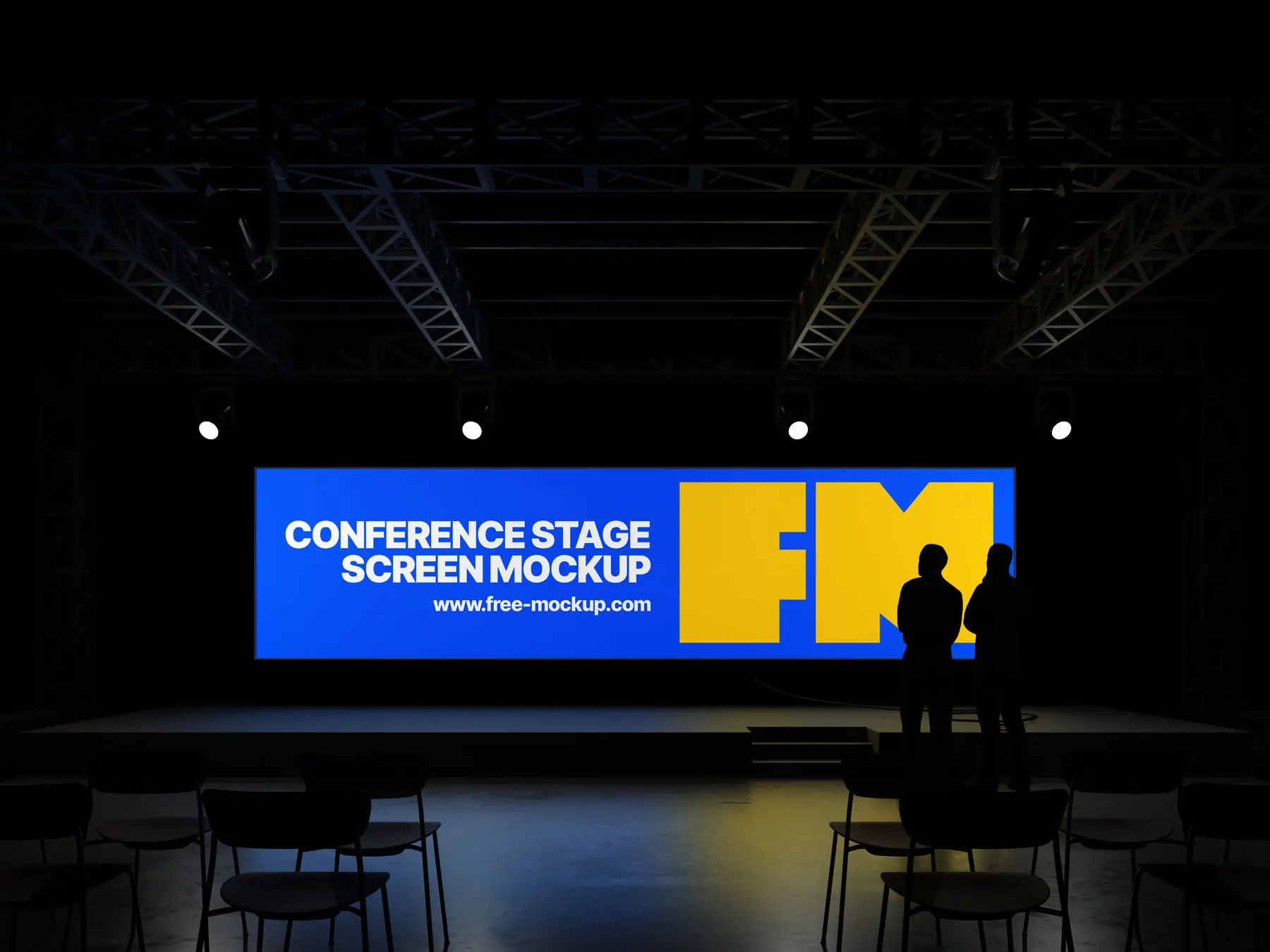 Conference Stage Screen Mockup (Wide LED Display)