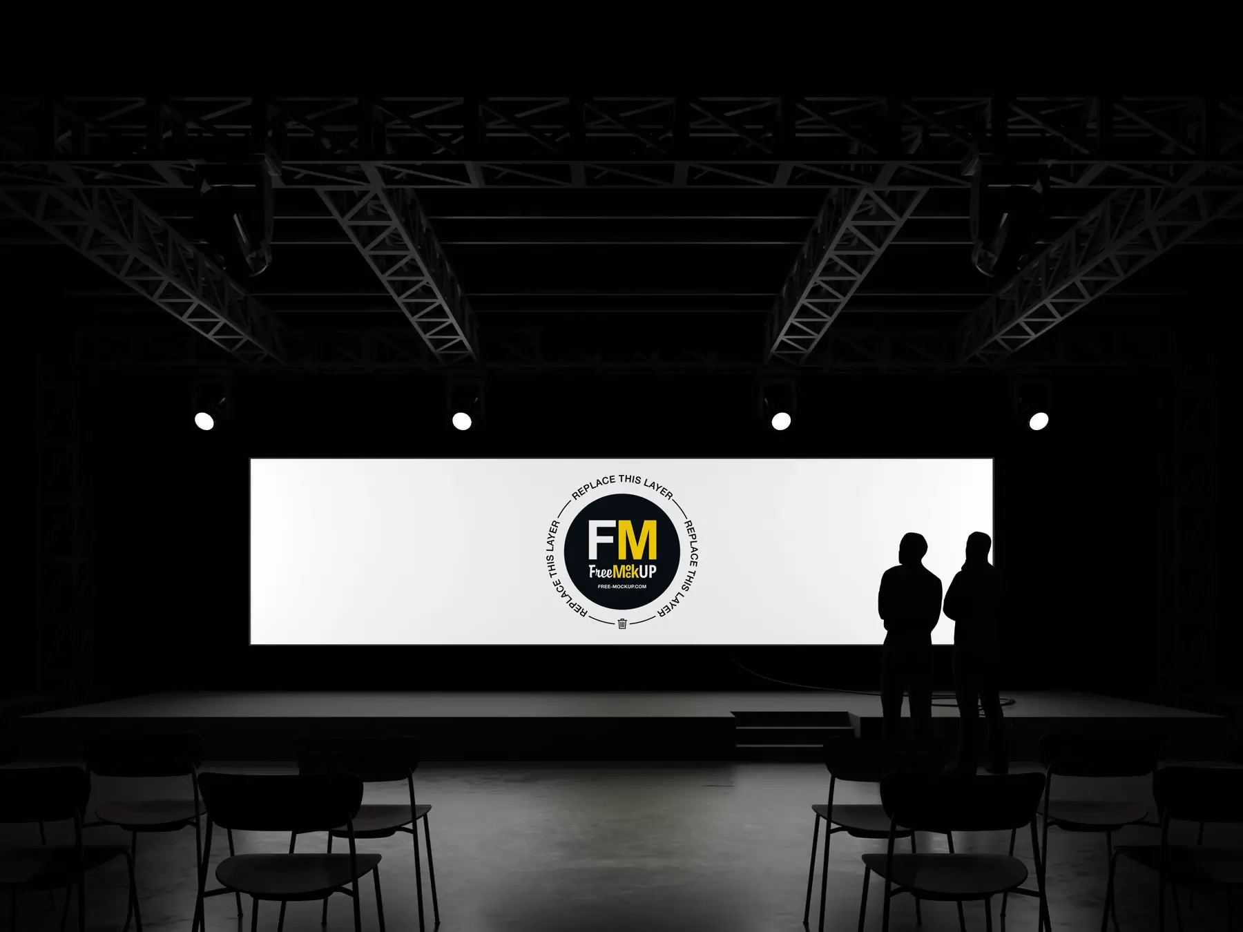 Conference Stage Screen Mockup (Wide LED Display)