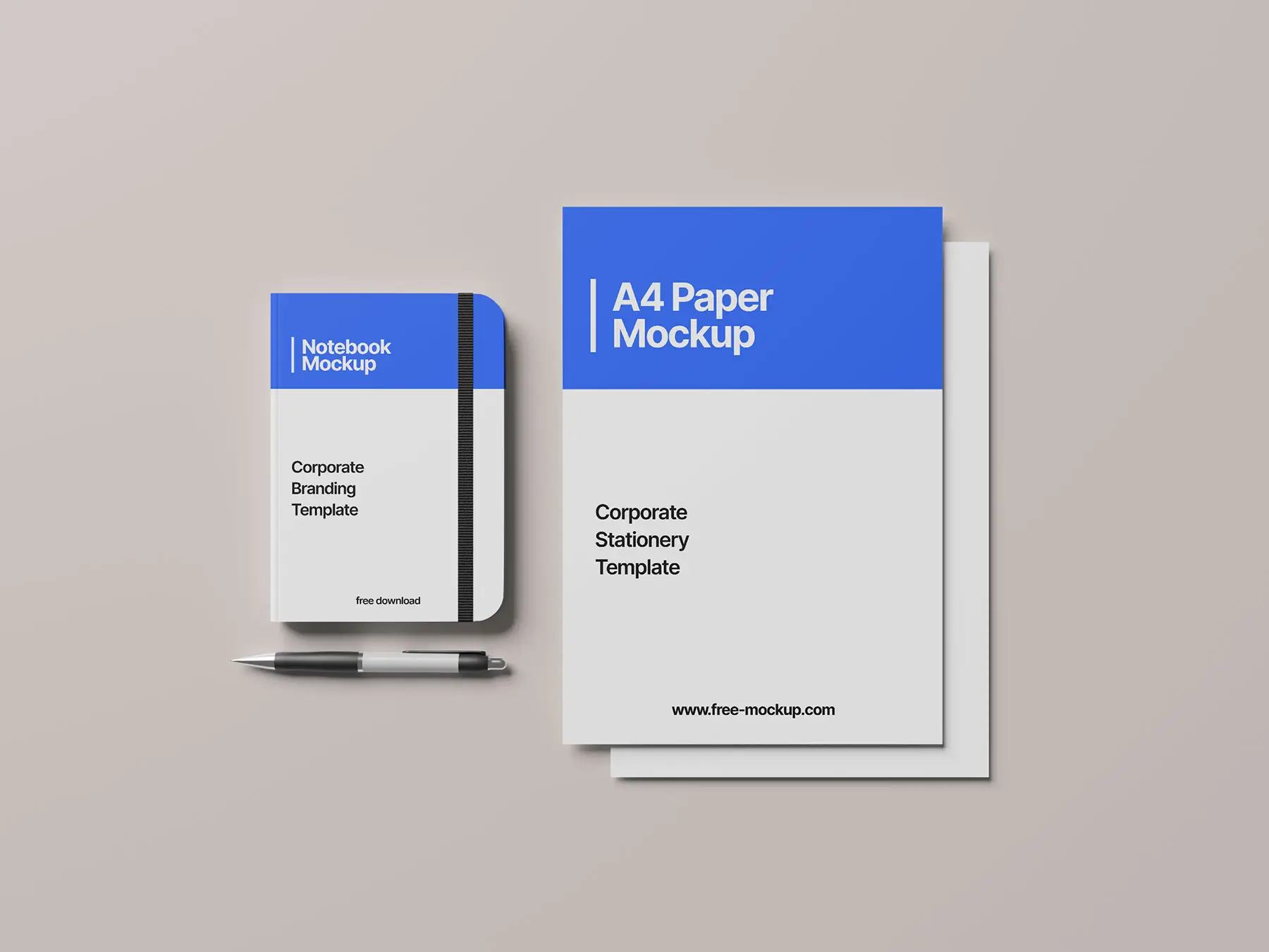 Corporate Branding Mockup: Notebook & A4 Paper (Free Download)